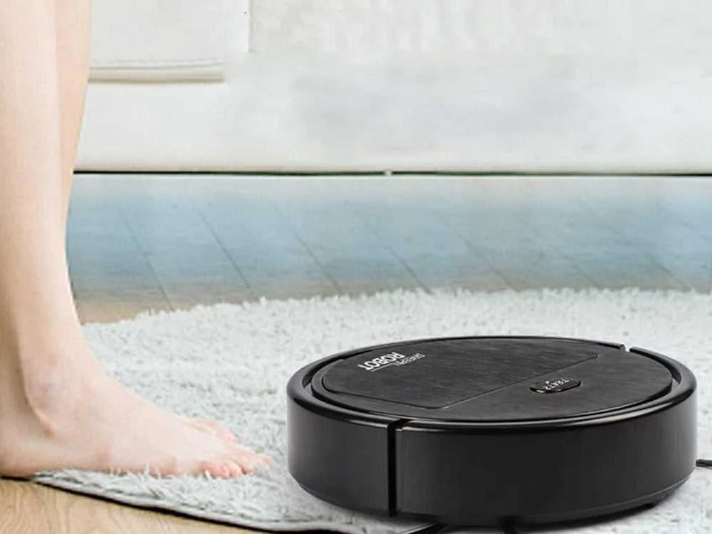 Dulkių siurblys-šluota robotas su dvejomis šluotelėmis, 17.5 cm, juodas