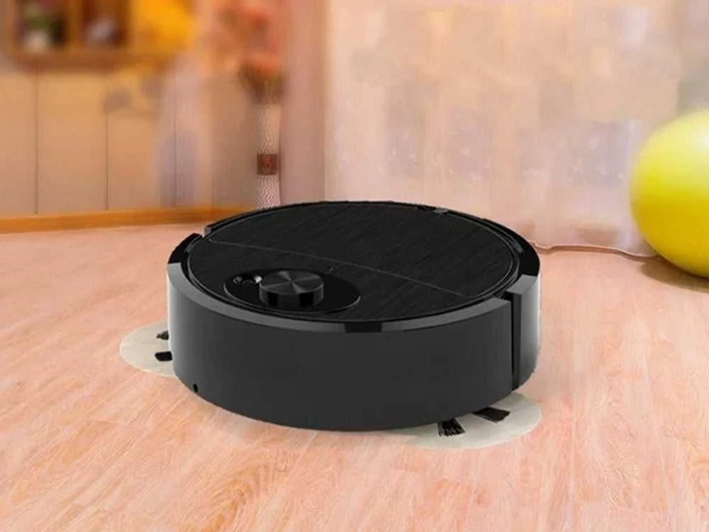 Dulkių siurblys-šluota robotas su dvejomis šluotelėmis, 17.5 cm, juodas