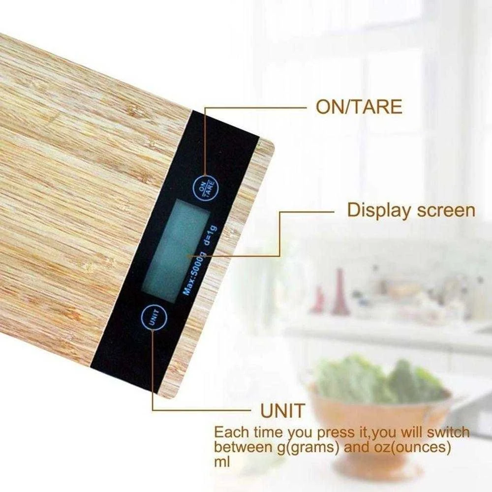 Verk Virtuvinės svarstyklės bambukinės iki 5kg