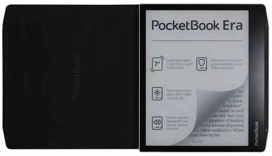 Dėklas PocketBook Charge - Canvas Juodas Cover for Era (HN-QI-PU-700-BK-WW)