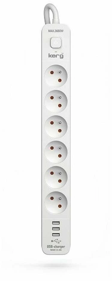 KERG ilgintuvas su automatiniu jungikliu – 6 lizdai USBC+USBA 16A 1,5m