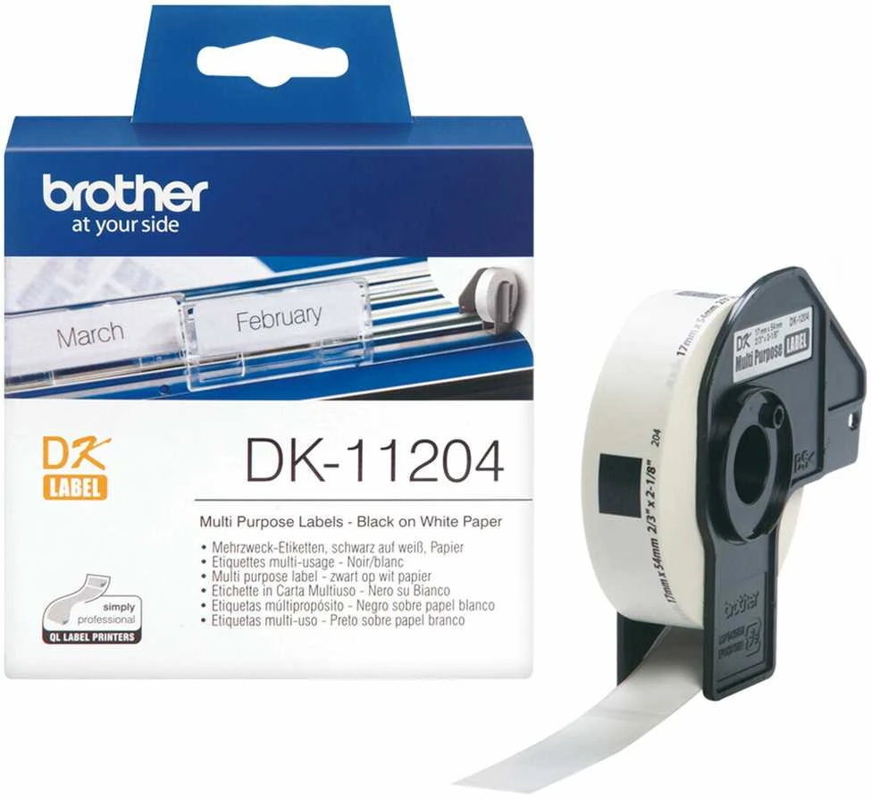 Brother DK-11204 juosta (juoda ant balto)