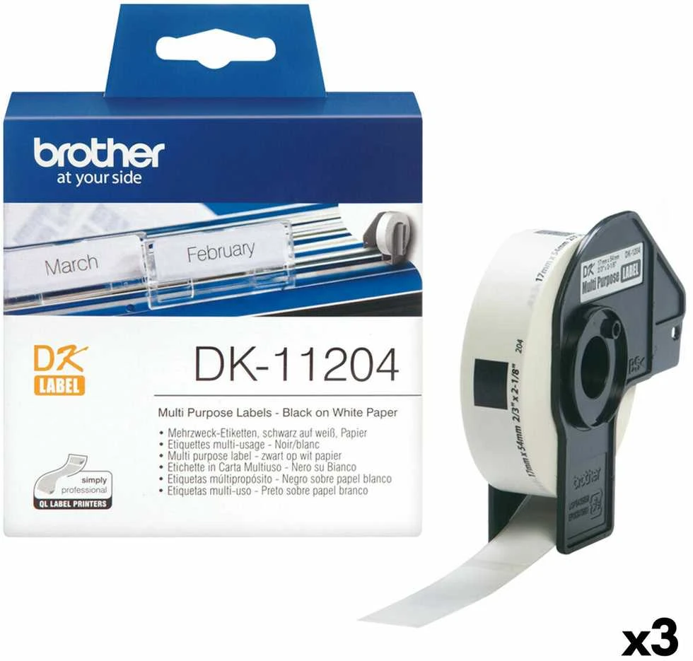 Brother DK-11204 juosta (juoda ant balto)