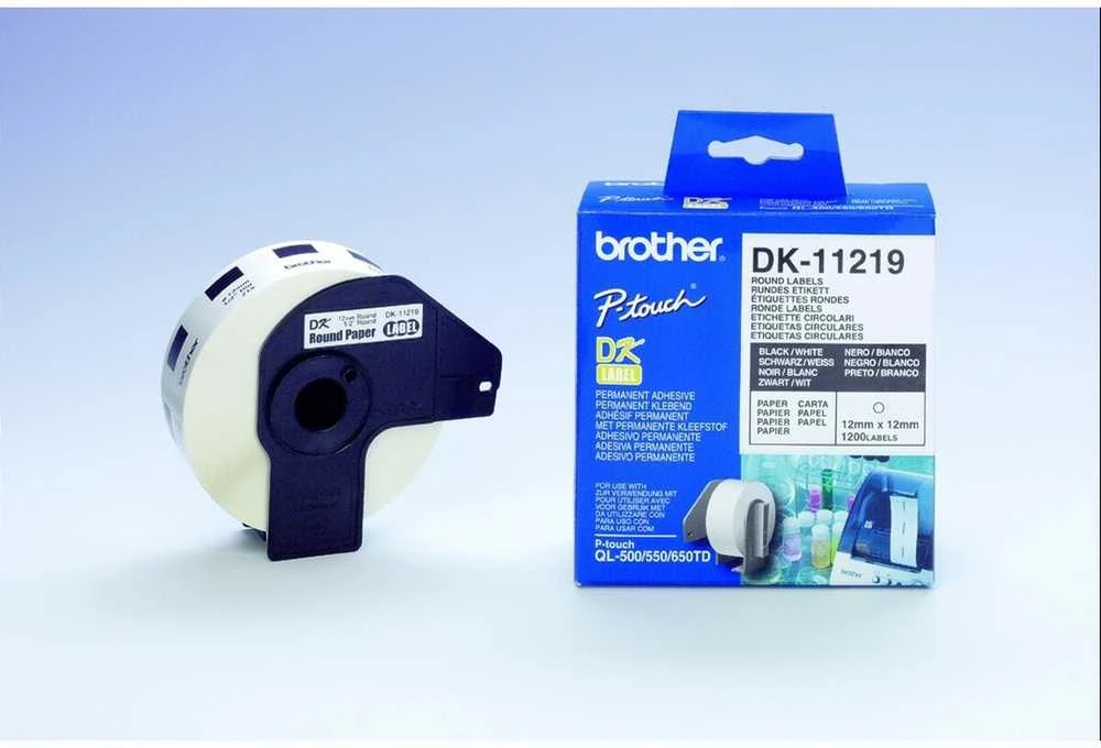 Brother DK-11219 Apvalios etiketės Balta