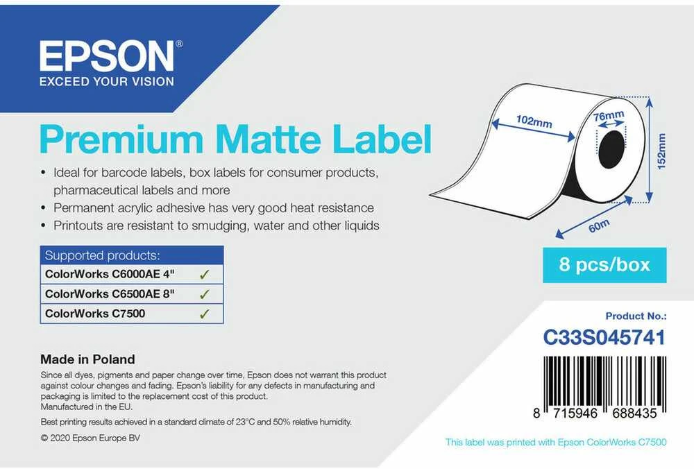 Epson Epson Premium Matte Label – ištisinis rulonas: 102 mm x 60 m