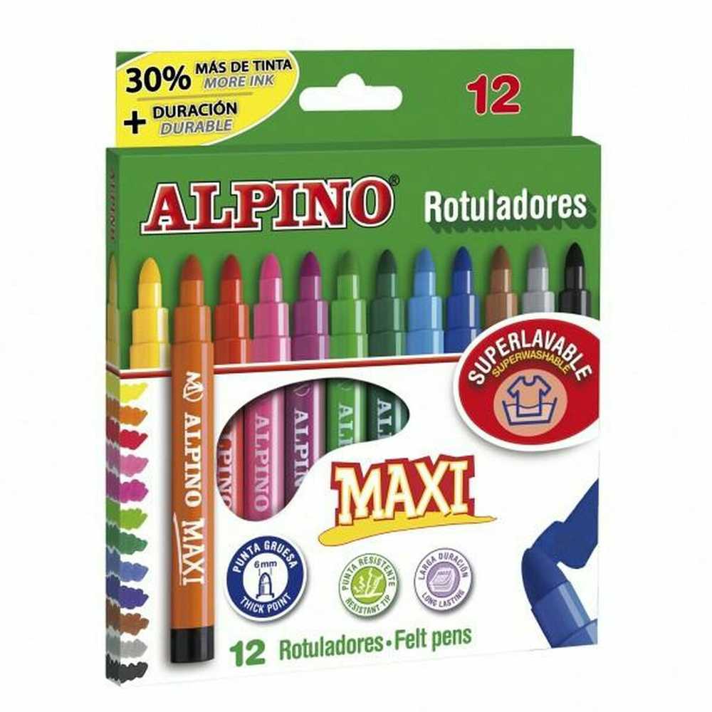 Flomasteriai Alpino 1AAR000006N, vienpusiai, 12 vnt.
