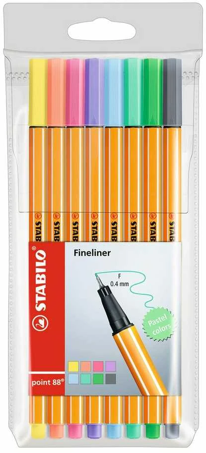 88 TAŠKAS APDAILOS PENTER RINKINYS 8 SPALVOS PASTELĖS STABILO 88/8-01