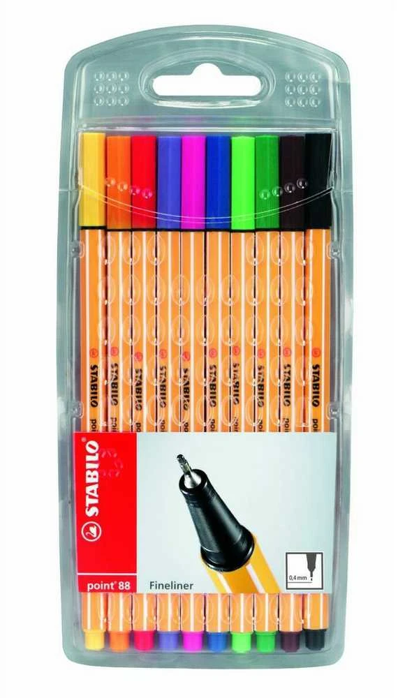 Stabilo Fineliner POINT 0,4 mm 10 spalvų dėžutėje