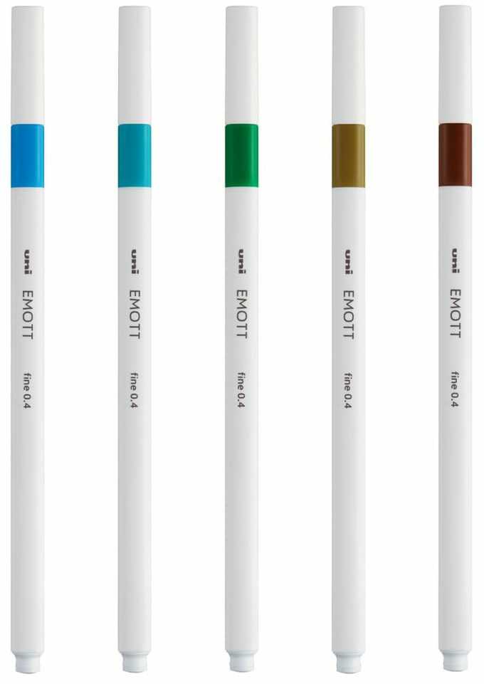 Uni-Ball Uni Emott Fineliner Island colours 5stk sæt - fineliner - 0,4mm streg