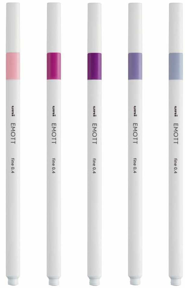 Uni-Ball Uni Emott Fineliner Floral colours 5stk sæt - fineliner - 0,4mm streg
