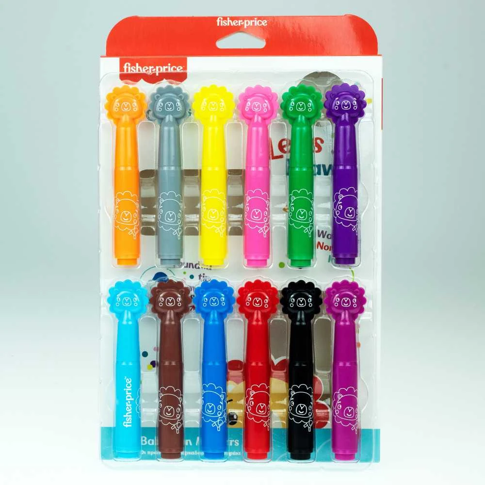 „Fisher-Price Let's Draw“ plaunami žymekliai, 12 vnt.