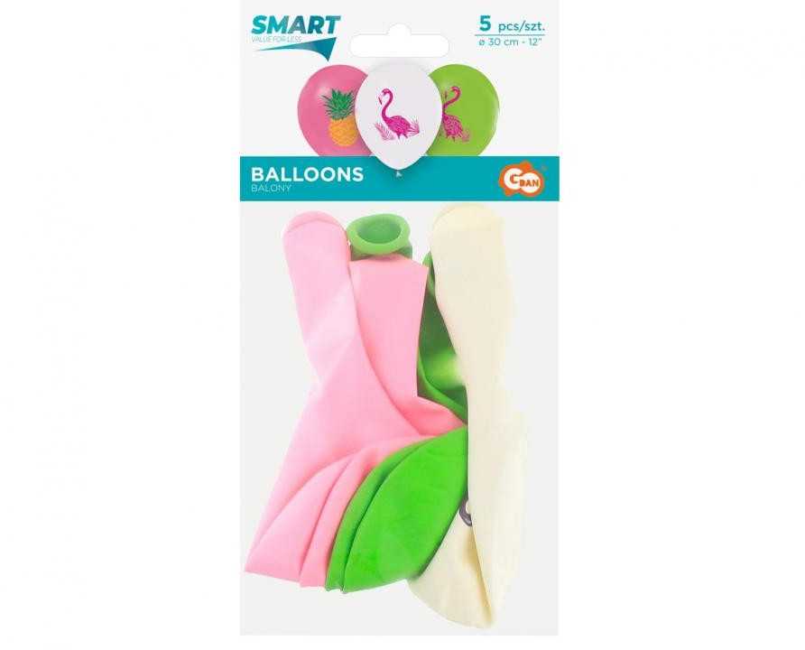 GoDan Balony Flamingi i Ananasy, 12 / 5 vnt.