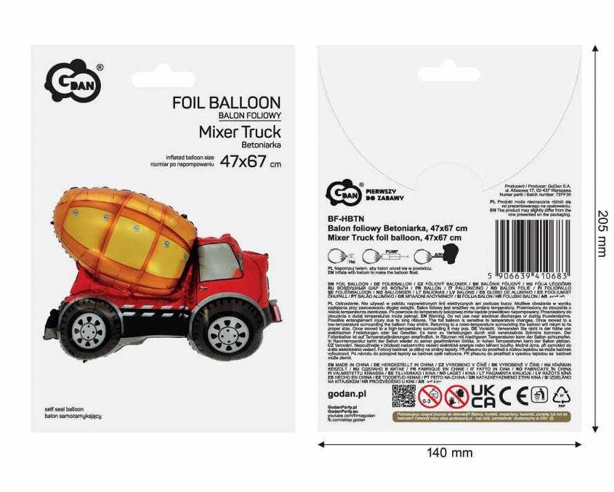 GoDan Balon foliowy Mašina maišanti betoną 47x67 BF-HBTN 10683