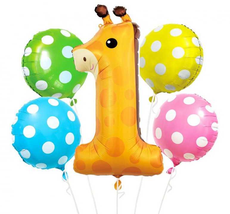 GoDan Foil Balloons -Zyrafa rinkinio skaitmuo 1, 5vnt BZ-HZR1
