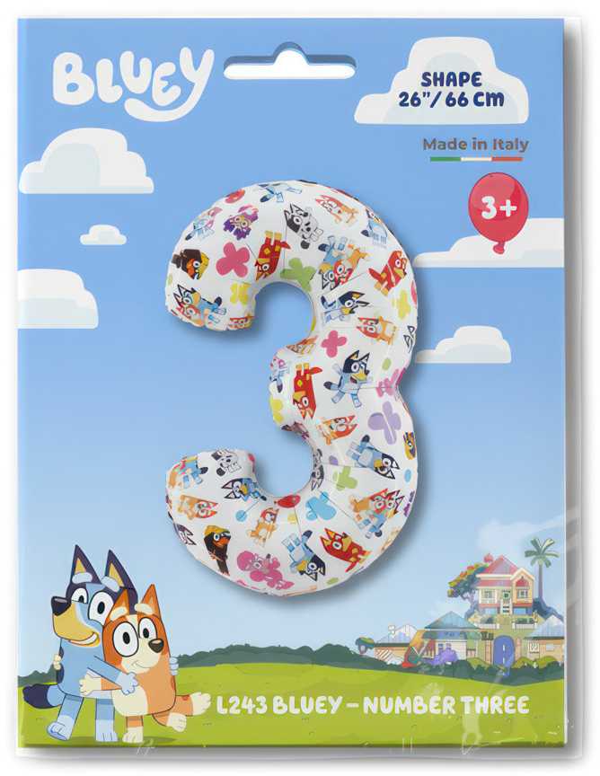 Folinis balionas „Bluey Friends“ – numeris 3, 66 cm