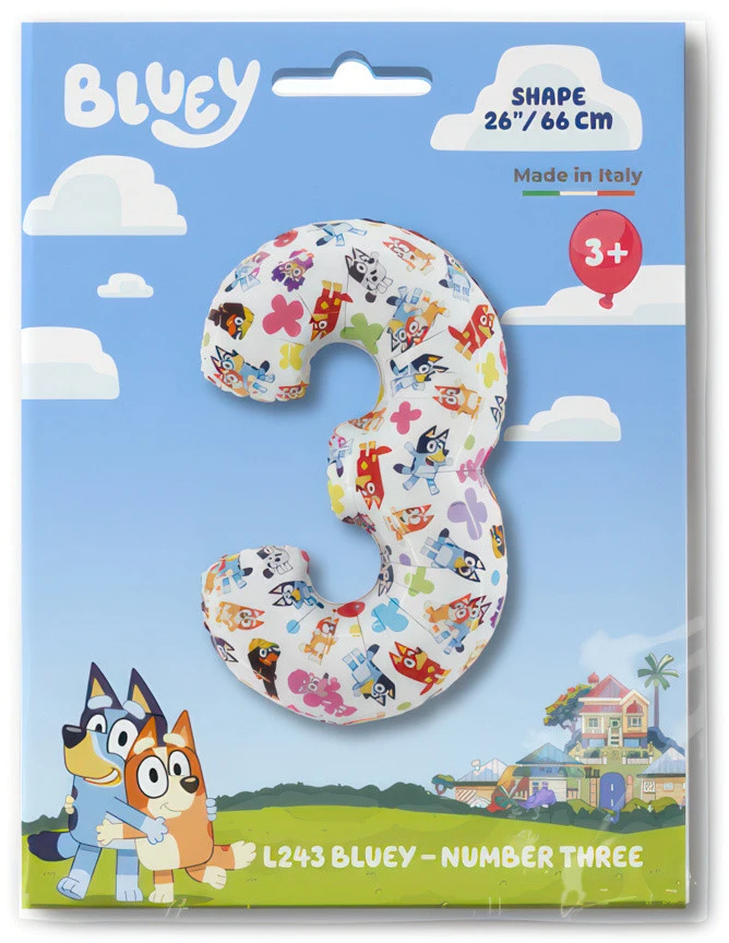 Folinis balionas „Bluey Friends“ – numeris 3, 66 cm