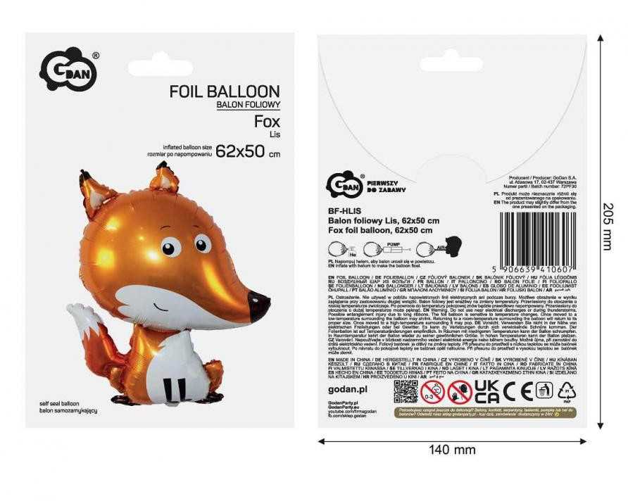 GoDan Foil Balloon Fox 62x50 BF-HLIS 10607