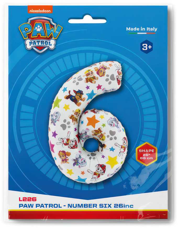 Folinis balionas „Paw Patrol“ žvaigždės numeris 6, 66 cm