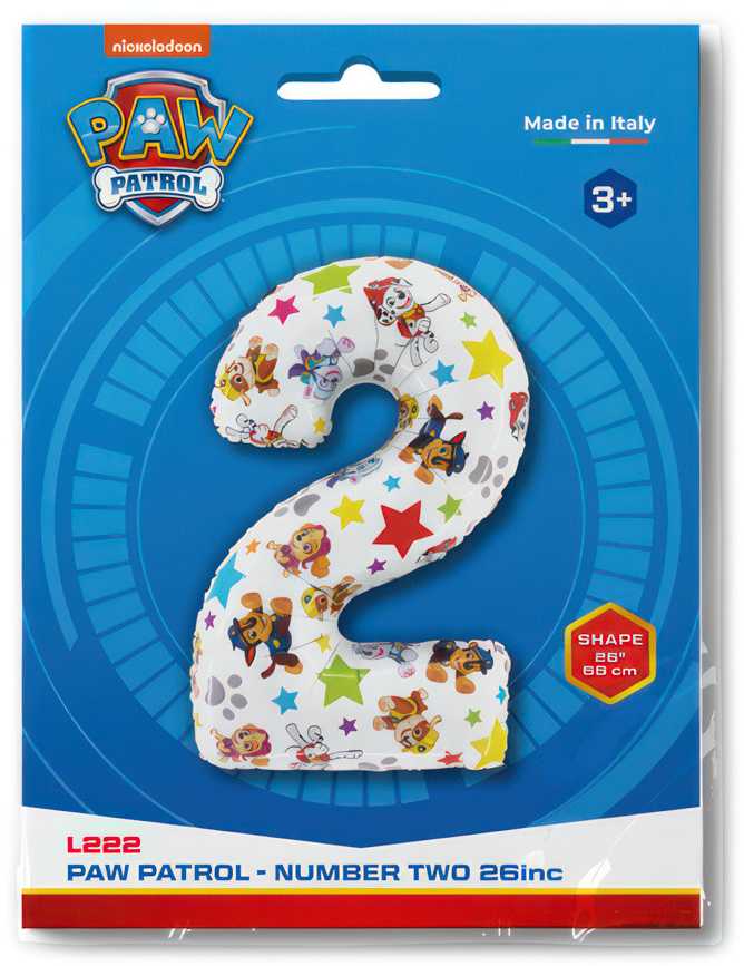 Folinis balionas „Paw Patrol“ žvaigždės numeris 2, 66 cm