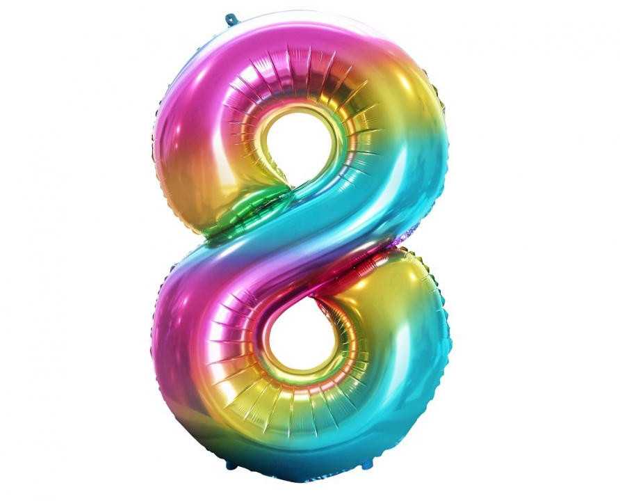 GoDan Balon foliowy cyfra 8 tęczowy - 85 cm - 1 vnt. universalus
