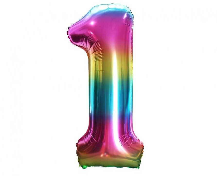 GoDan Balon foliowy cyfra 1 tęczowy - 85 cm - 1 vnt. universalus