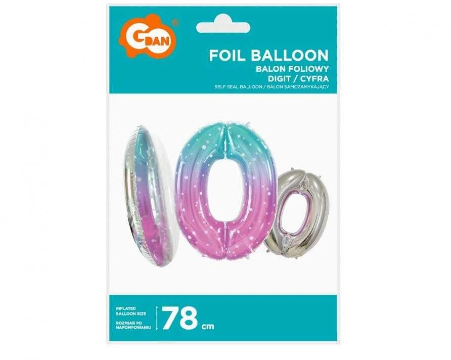 Folinis balionas „Skaičių tarpas, 0 tarpas“, 78 cm