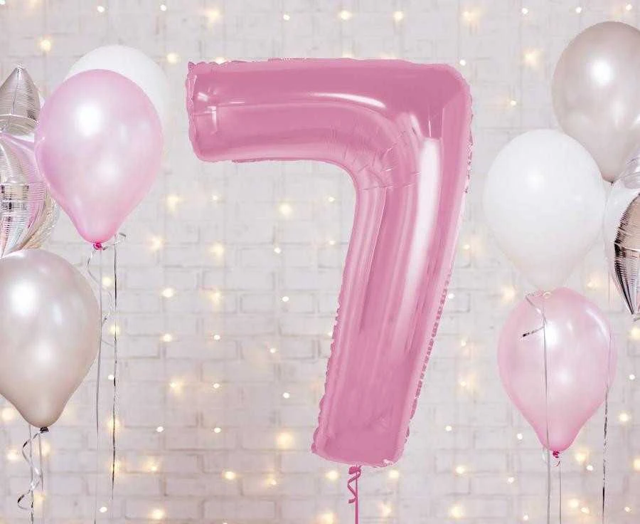 GoDan Foil balionas numeris 7 šviesiai rožinis Smart 92cm