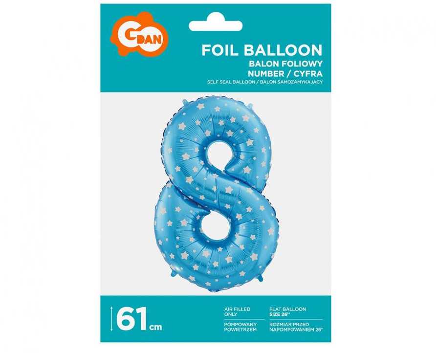 GoDan Balon foliowy Cyfra8 nieb+gwiaz61cm HS-C26N8 06183