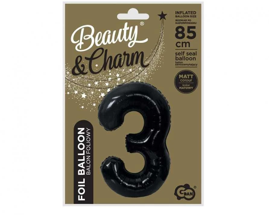 GoDan B&C folijos balionas numeris 3, matinė juoda, 85 cm