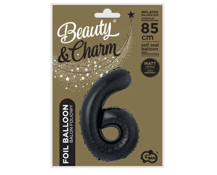 GoDan B&C folijos balionas numeris 6, matinė juoda, 85 cm