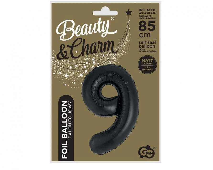 GoDan B&C folijos balionas numeris 9, matinė juoda, 85 cm