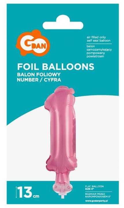 Folinis balionas „Skaičius rožinis“, 13 cm
