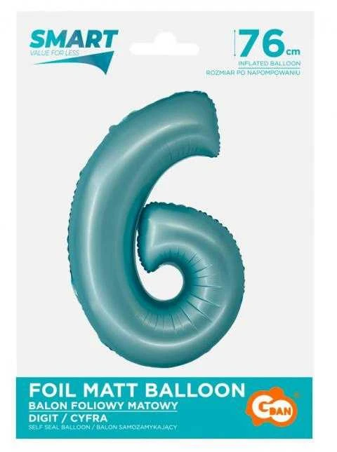 GoDan Folinis balionas skaičius “6” melsvos spalvos