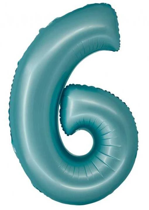 GoDan Folinis balionas skaičius “6” melsvos spalvos