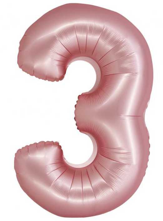 GoDan Smart folijos balionas, numeris 3, matinė rožinė, 76 cm GoDan