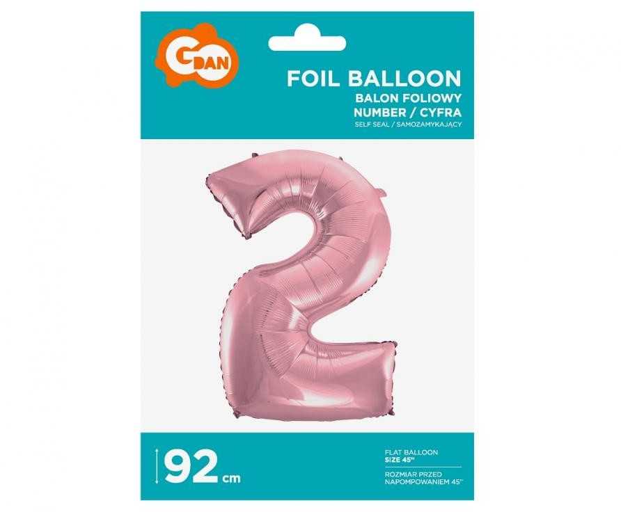 GoDan Baliono folijos skaitmuo "2" ryškių rožių 92cm
