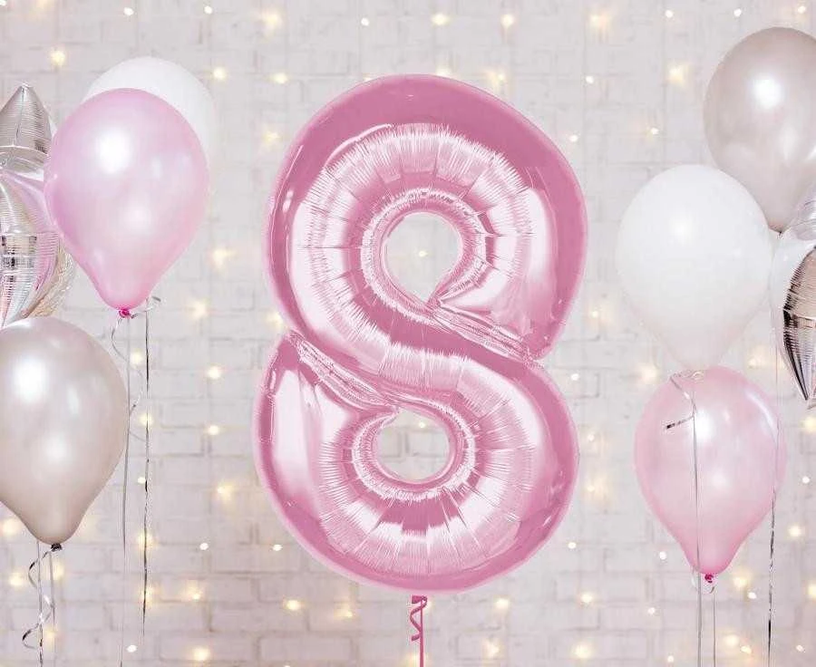 GoDan Foil balionas numeris 8 šviesiai rožinis Smart 92cm