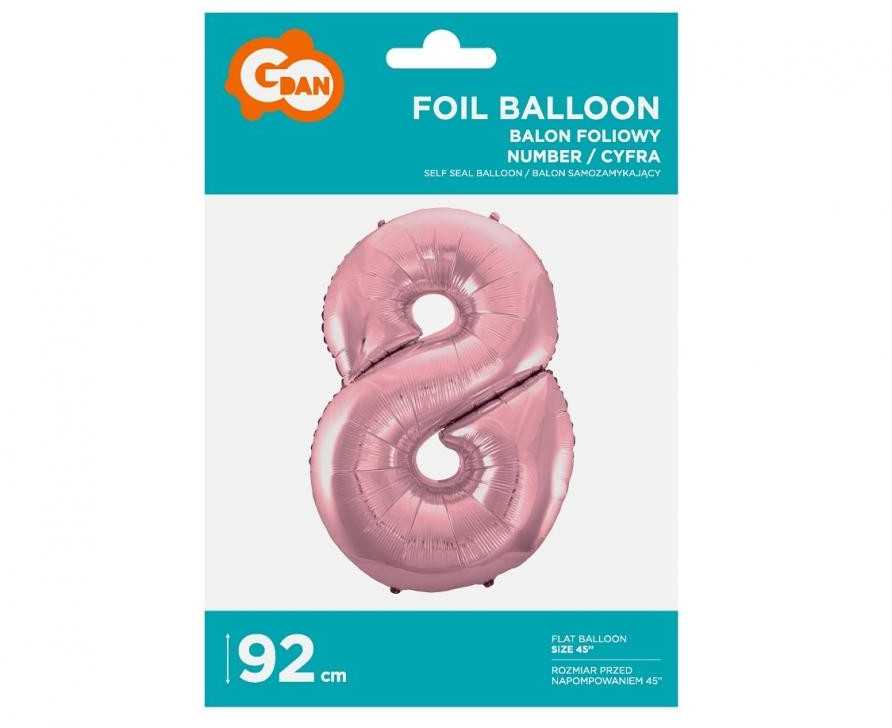 GoDan Baliono folijos skaitmuo "8" ryškiai rausva 92cm