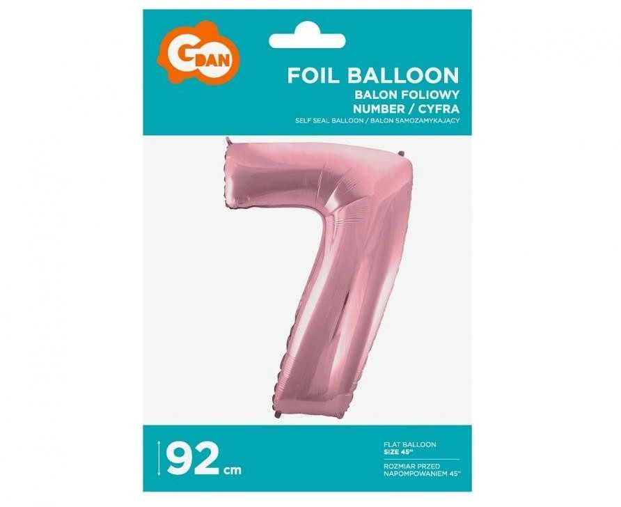 GoDan Baliono folijos skaitmuo "7" ryškiai rausva 92cm