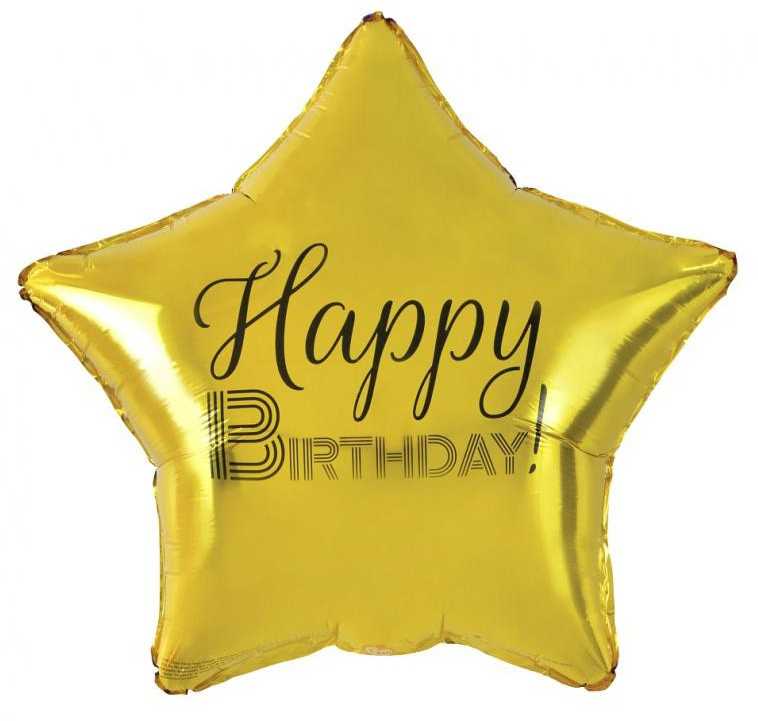 GoDan Balon foliowy Happy Birthday gwiazda auksinė