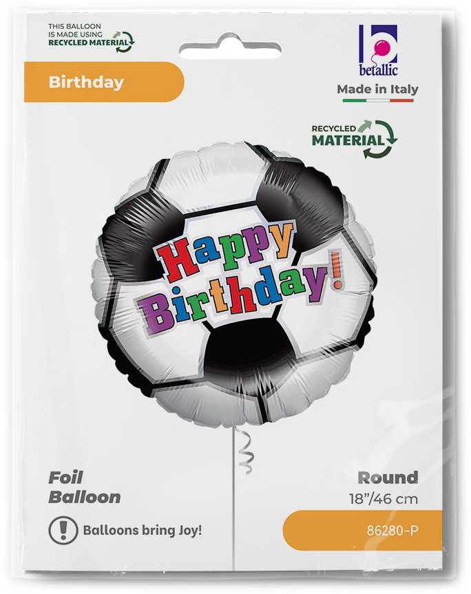 Folinis balionas „Su gimtadieniu“ – futbolo kamuolys, 46 cm
