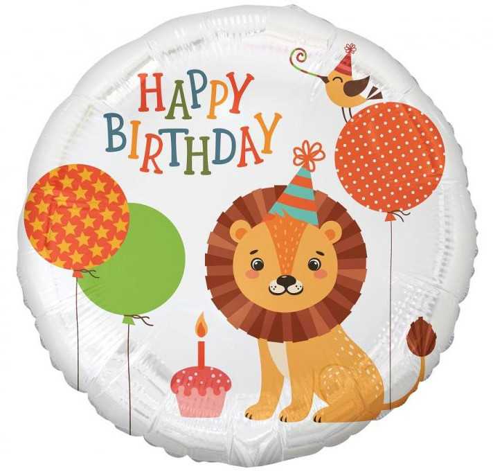 GoDan PartyDeco Folinis balionas Liūtukas, Happy birthday, 36cm