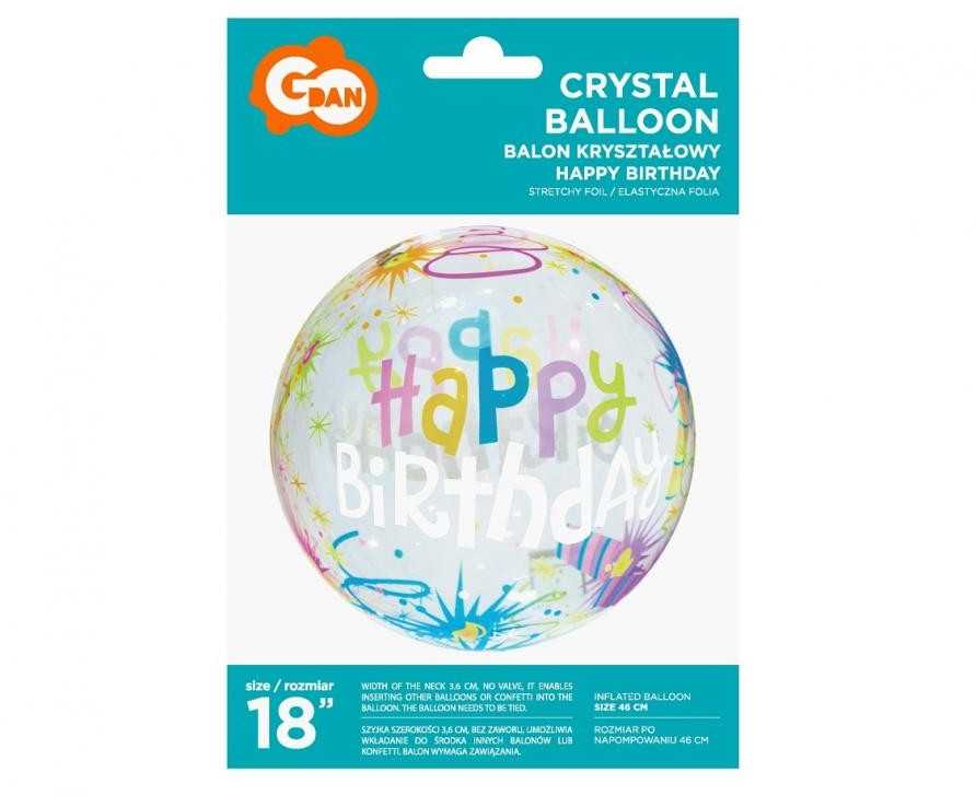 GoDan Balon kryształowy 18"HappyBirthday KR-18HS 43249