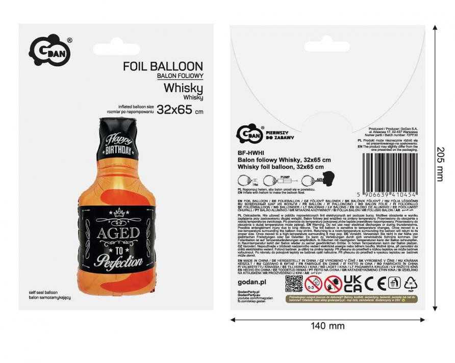 GoDan Balon foliowy Whisky 32x65 BF-HWHI 10454