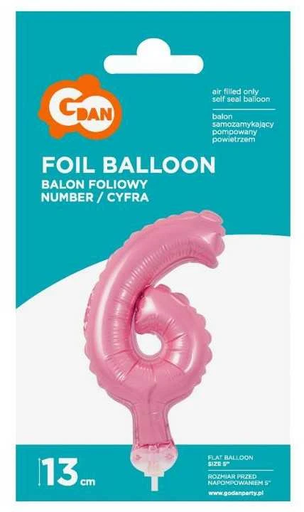 GoDan Balon foliowy n/pat Cyfra6 róż BC-5RO6 13624
