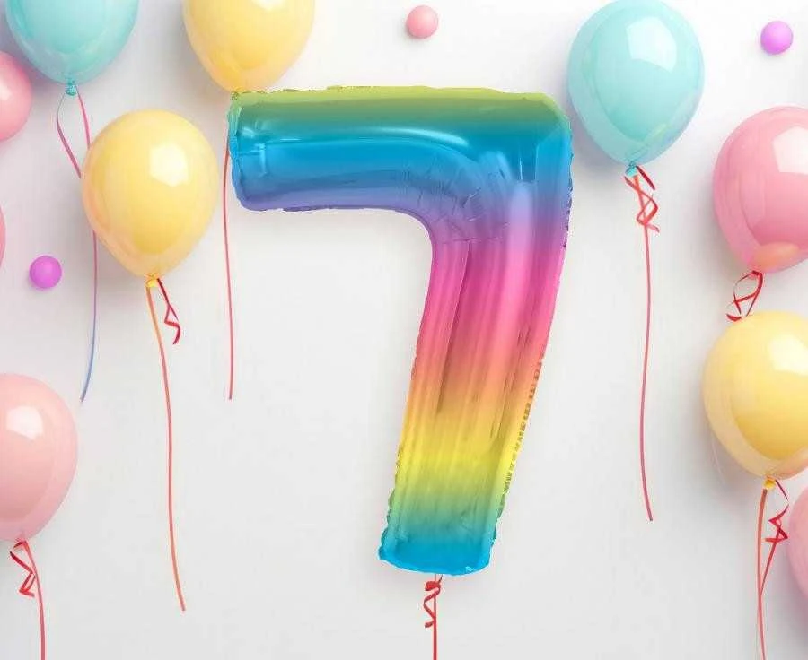 GoDan Foil balionas numeris 7, vaivorykštė Smart, 92 cm