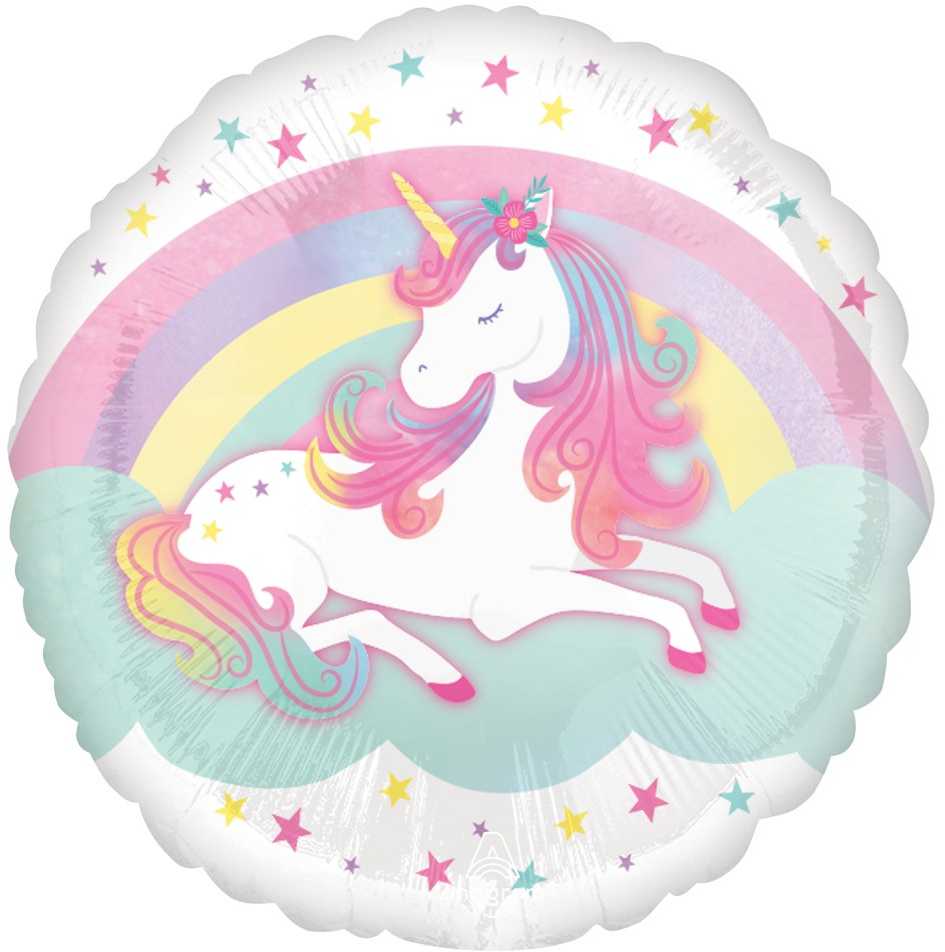 AMSCAN Unicorn folijos balionas standartinis apvalus 43cm