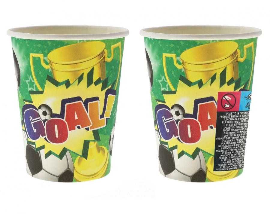 Futbolo vartų popieriniai puodeliai, 6 vnt., 270 ml
