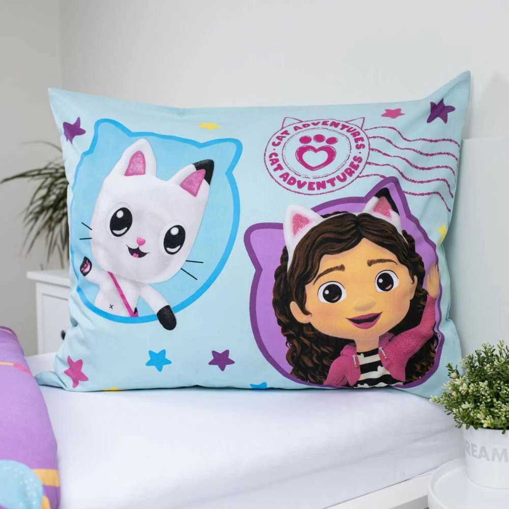 Patalynė bawełniana 140x200 Koci domek Gabi balon mėlyna poszewka 70x90 JF24