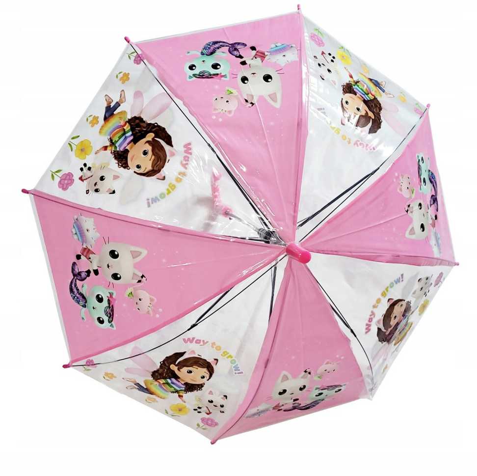 Gabby's Dollhouse Fly vaikiškas pusiau automatinis permatomas skėtis √ò74 cm